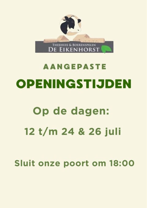 Aangepaste openingstijden